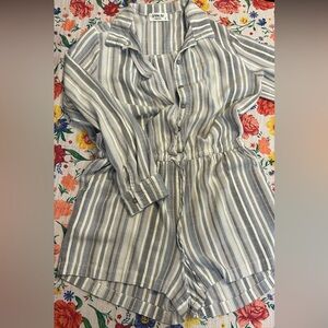Sam & Lavi Striped Button-Up Jumpsuit